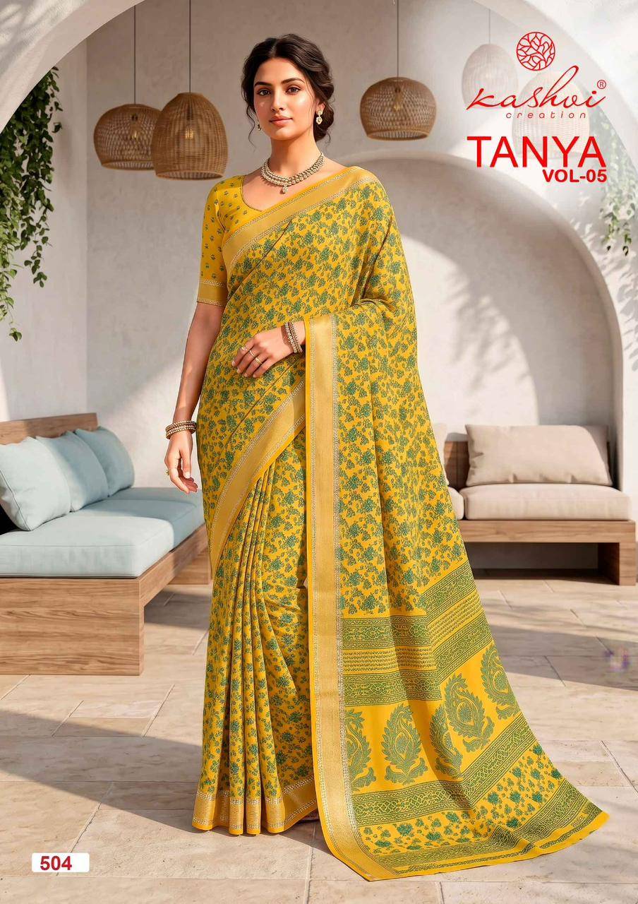 TANYA VOL 5 By KASHVI CREATION 501 To 508 SERIES  Indian Traditional Wear DULL MOSS VISCOSE sarees At Wholesale Price